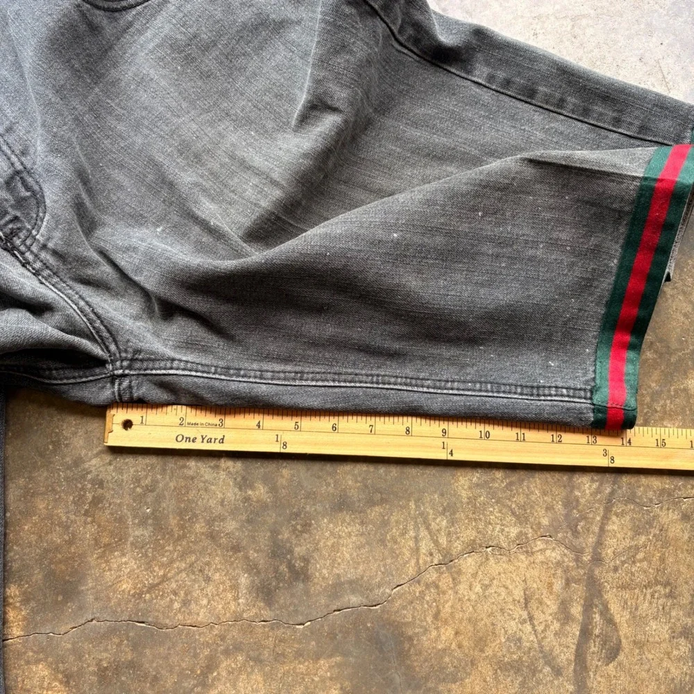 Brooklyn Basement Mens‎ Denim Shorts Black Faded Striped Trim Size 44 Streetwear
